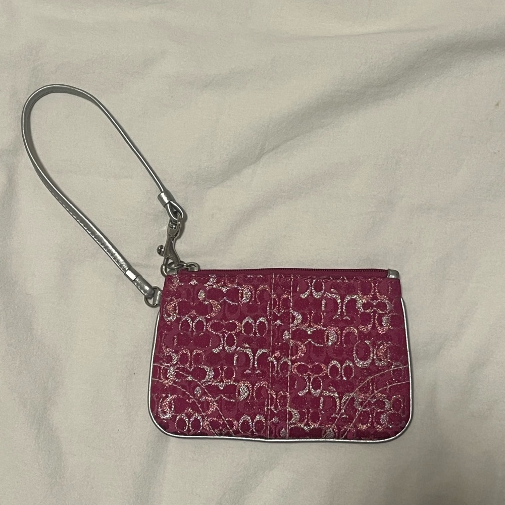 Coach Pink Signature Monogram Wristlet - Women's Bag